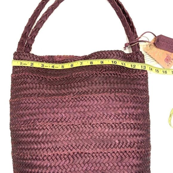 New✨ HANDCRAFTED Woven Leather Tote Bag - Picture 8 of 11